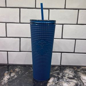 Starbucks ~ 2022 Limited Edition Dark Teal Grid ~ 24oz Tumbler